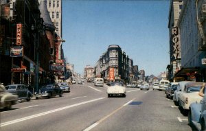 Tacoma Washington WA Classic 1950s Cars Bus Street Scene Vintage Postcard