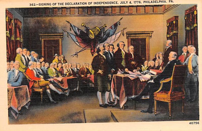 Colonial Post Card Old Vintage Antique Postcard Signing of the Declaration of...