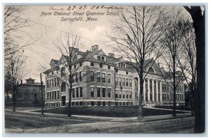 1907 North Chestnut Street Grammar School Building View Springfield MA Postcard