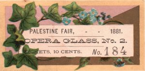 1880s-90s Blue Flower Palestine Fair Opera Glass No. 2 Trade Card