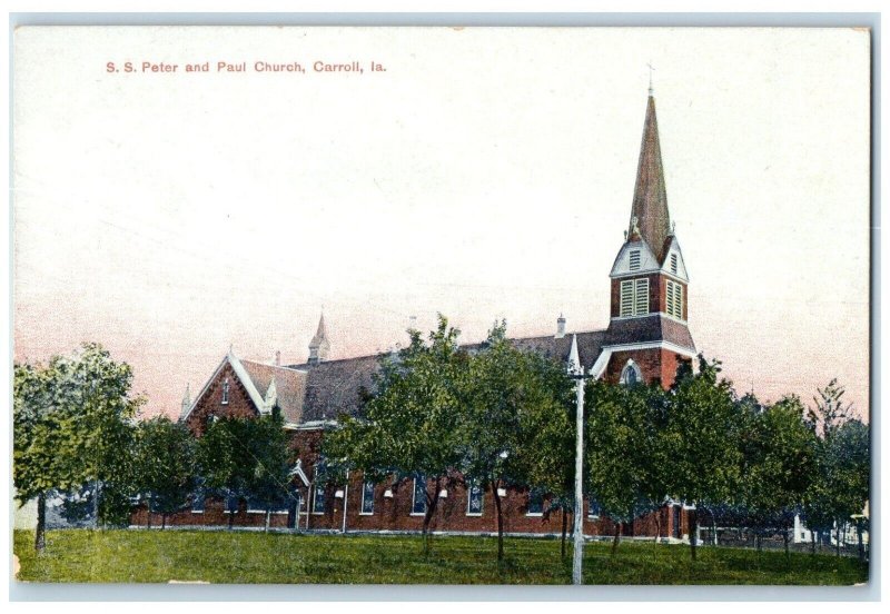 c1910's SS Peter And Paul Church Carroll Iowa IA Unposted Antique Postcard