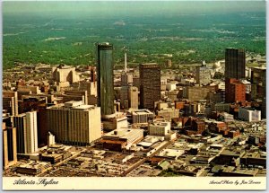 VINTAGE CONTINENTAL SIZE POSTCARD AERIAL VIEW OF DOWNTOWN ATLANTA GEORGIA 1970s