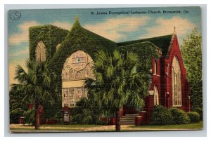 Vintage 1930's Postcard St. James Evangelical Lutheran Church Brunswick Georgia