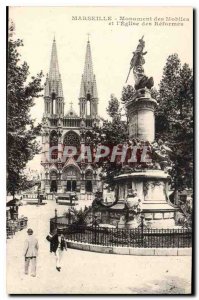 Old Postcard Marseille Monument Mobile and the church of Reforms