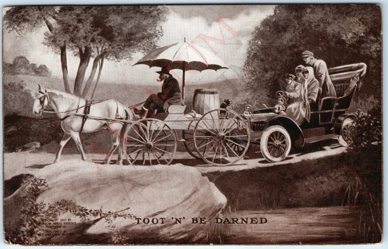 1907 Comic Auto Tow Postcard from Garner Iowa to Locke L. Easton in Ames IA A166