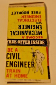 Be A Civil Engineer Train at Home Advertising 20 Strike Matchbook Cover