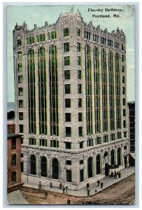 Portland Maine Postcard Fidelity Building Company Monument Square 1913 Vintage