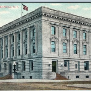 c1910s Elmira, NY Post Office Building Postcard Mac Greevey-Sleght De Graff A201