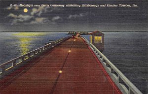 Moonlight Over Davis Causeway Connectin Hillsborough and Pinellas Counties Ke...