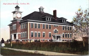 Postcard Maine Aroostook County Caribou High School Building ~1910 V205