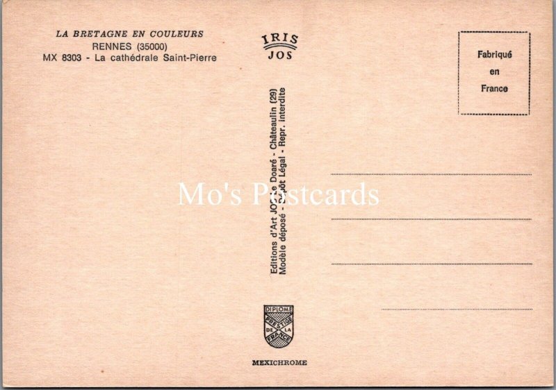 France Postcard - Rennes, La Cathedrale Saint-Pierre   SX275