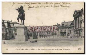 Old Postcard Versailles statue of Louis XIV and the Court of Marble