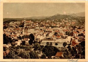 CONTINENTAL SIZE POSTCARD PANORAMIC VIEW OF DEER GORA POLAND MAILED 1968