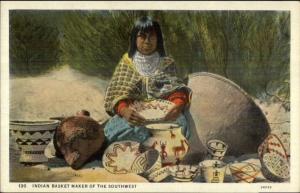 Native Idnain Woman Basket Maker c1920s Postcard