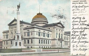 Court House, South Bend, Indiana, Early Postcard, Used in 1907