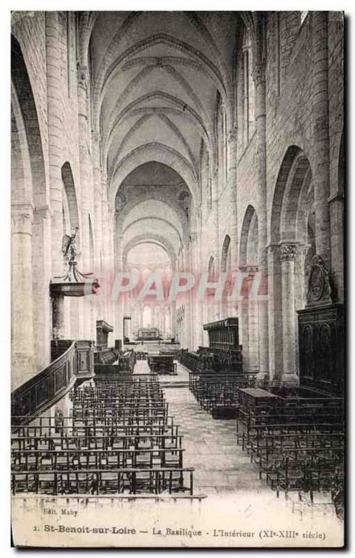 Old Postcard St Benoit sur Loire The Basilica Interior