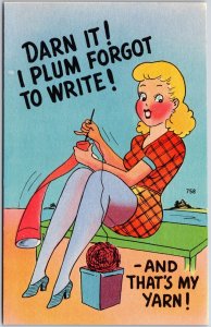 Pretty Lady On The Beach I Plum Forgot To Write And That's My Yarn Postcard