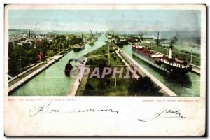 Old Postcard The Locks Sault Ste Marif Mich Michigan