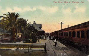 Corona California Train Station Vintage Postcard AA17631