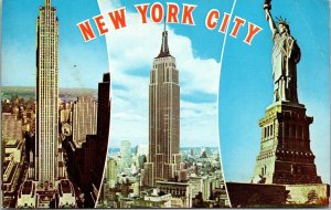 Statue Liberty Empire State Building Rockefeller Center New York City Postcard  