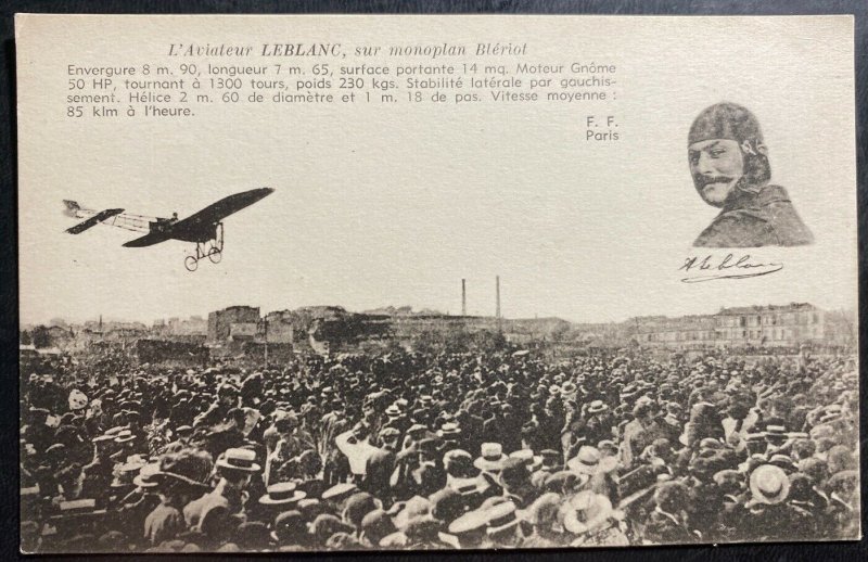 Mint RPPC Real Picture Postcard Early Aviation Leblanc In Bleriot Monoplane 