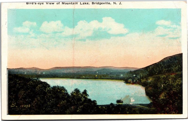 View of Mountain Lake, Bridgeville New Jersey Vintage Postcard L13