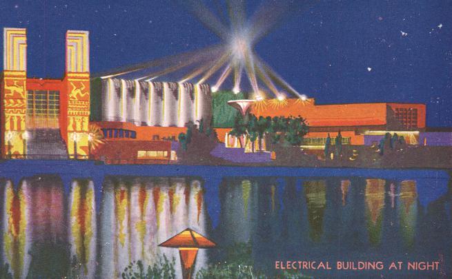 World Fair at Chicago IL, Illinois - Electrical Building at Night