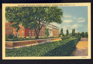 Utica, New York/NY Postcard, Soldiers' & Sailors' Hospital & Masoni...