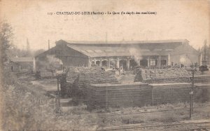 France Chateau du Loir Gare depot des machines Train Station postcard C322