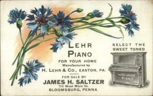 Easton & Bloomsburg PA High Grade Lehr Piano c1910 Postcard