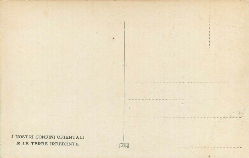 Italy eastern borders and unredeemed lands map vintage postcard 