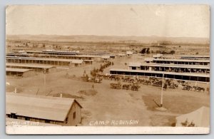 WW1 Camp Robinson 1917 Fort McCoy Wisconsin Stables Horses Soldiers Postcard S24