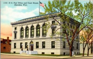 Linen Postcard United States Post Office and Court House in Sheridan, Wyoming