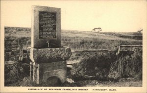 Nantucket Massachusetts MA Benjamin Franklin's Mother Monument Vintage PC