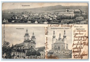 c1905 Parish Church Total View Greetings from Waldsassen Germany Postcard