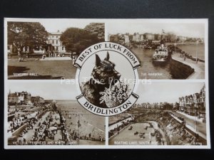 Yorkshire BRIDLINGTON 5 Image Multiview c1936 Old RP Postcard by Valentine G5732