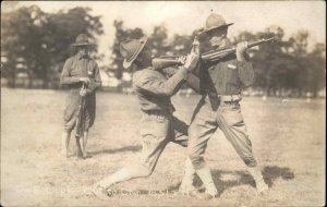 WWI Hand to Hand Combat Training Rifle Gun Soldiers c1915 Real Photo Postcard