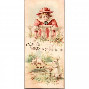 CLARKS Mile-End Spool Cotton Thread Thos Russell Co - 1890 Victorian Trade Card