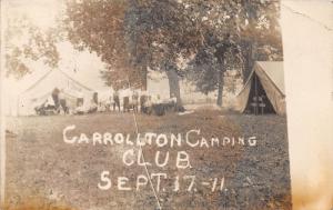 E66/ Carrollton Ohio RPPC Postcard c1911 Camping Club Tents People