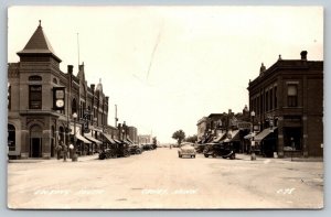Canby Minnesota~Main Street South~Citizens Bank Clock~Deluxe Cafe~1940s RPPC