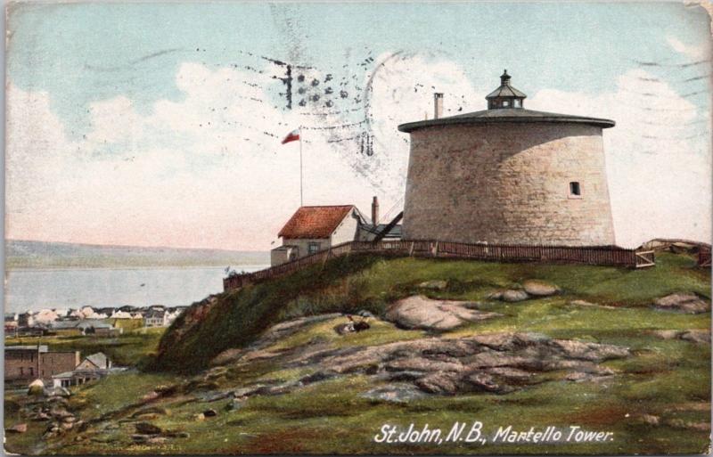 Martello Tower St. John NB New Brunswick c1907 Antique Postcard D62