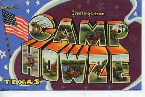 LARGE LETTER LINEN POSTCARD CAMP HOWZE TEXAS OREGON MO.