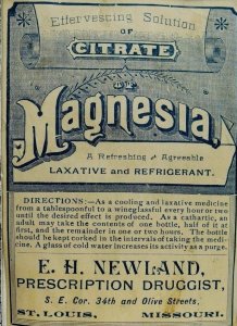 Bottle Label E. H Newland Prescription  Druggist Citrate Of Magnesia F93