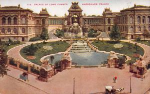 Palace of Long Champs, Marseilles, France, Early Postcard, Unused