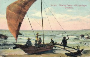 Sri Lanka Ceylon Fishing Canoe With Outrigger Colombo 06.36