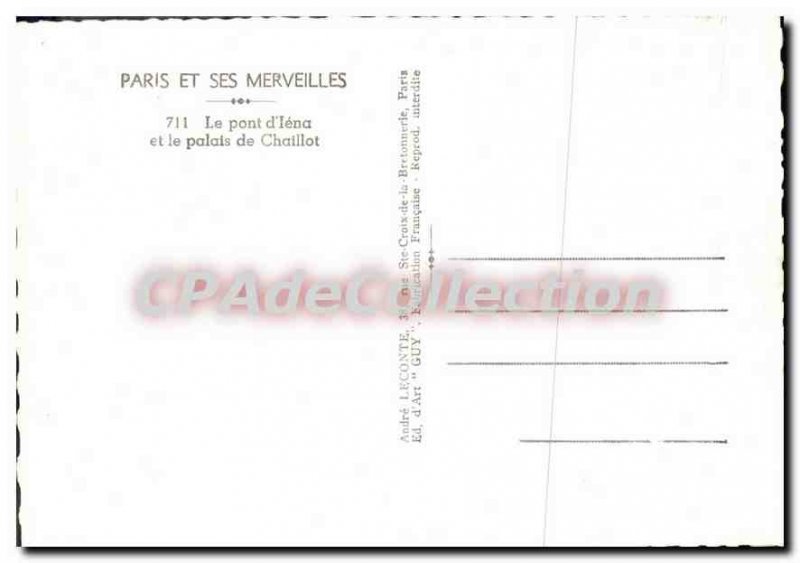 Modern Postcard Paris And Its Wonders D'Iena Bridge And The Palais De Chaillot