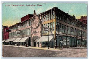 c1910 Poli's Theatre Block Springfield Massachusetts MA Vintage Antique Postcard