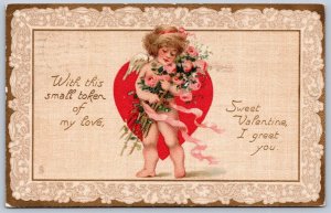 K47/ Valentine's Day Love Holiday Postcard c1910 Cupid Wings 513