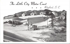 Postcard SC Ridgeland The Little City Motor Court & Esso Gas Station 1940s V201