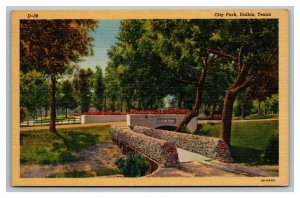 Vintage 1940's Postcard City Park Bridge Gardens Gano Street Dallas Texas